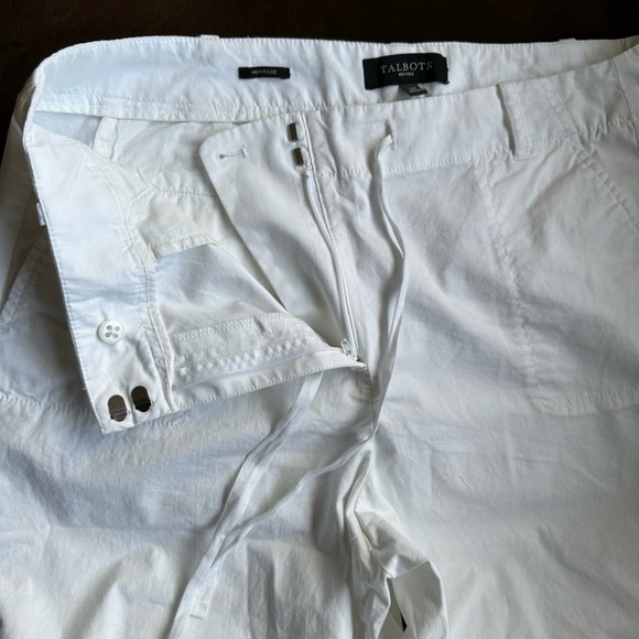 Talbots White Stretch Straight Leg Ankle Cropped Pants High Rise Size 14P - Picture 3 of 13